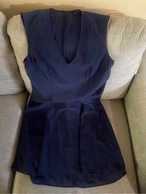 Ann Taylor Navy Sleeveless V-Neck Mini Dress